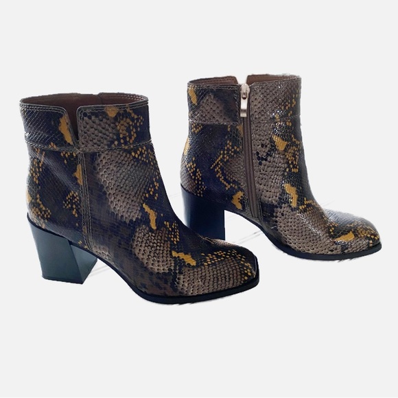 Franco Sarto Snake Print Block Heel Bootie - 8M - Picture 3 of 7